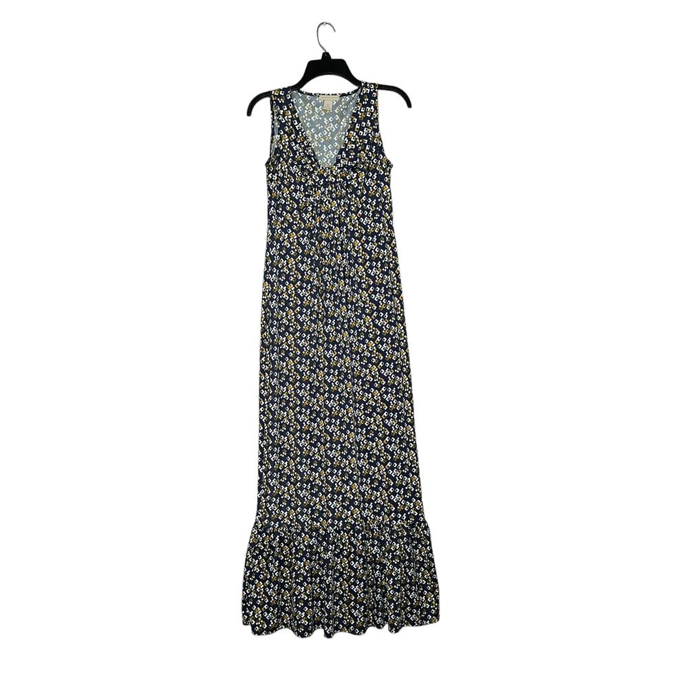 jonathan martin women ruffle hem Sleeveless Textured long Dress sz 6 blue